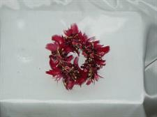 PORTACANDELA FRUTT./PIUME ROSSE CM.10