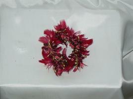 PORTACANDELA FRUTT./PIUME ROSSE CM.10