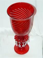 CALICE PORTACANDELA VETRO ROSSO CM.31