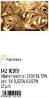180 LED BIANCO CALDO C/CAVO BIANCO  E GIOCHI LUCE, CAVO ALIM. MT