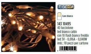40 LUCCIOLONE A LED BIANCO CALDO C/ FLASH FREDDO, CAVO BIANCO