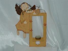 PORTA TEA LIGHT LEGNO CM.32 AMBRA