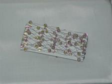 RETE METALLO ARGENTO CM.183 C/PERLINE IRIDE