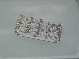 RETE METALLO ARGENTO CM.183 C/PERLINE IRIDE