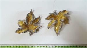 DECORAZIONE FOGLIA ACERO GLITTER GHIACCIO GOLD