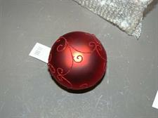 4 SFERE VETRO CM.8 ROSSA DECORO ROSSO