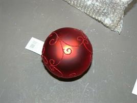 4 SFERE VETRO CM.8 ROSSA DECORO ROSSO