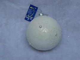 2 SFERE VETRO CM.10 BIANCO LUCIDO DECORATE