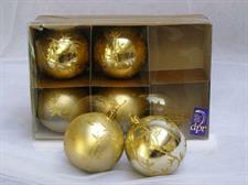 6 SFERE PLASTICA DECORATE CM.8 CHAMPAGNE