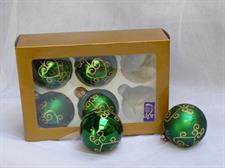 6 SFERE VETRO DECORATE CM.8 GREEN