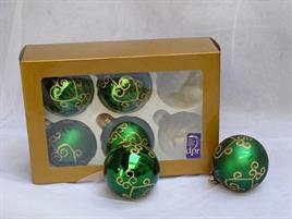 6 SFERE VETRO DECORATE CM.8 GREEN