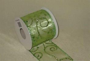 NASTRO ORGANZA VERDE DECORO GLITTER VERDE MT.10