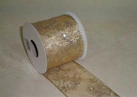 NASTRO ORGANZA ORO DECORO GLITTER ORO MT.10