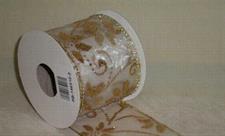 NASTRO ORGANZA DECORO FIORI GLITTER ORO MT.10