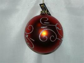 SFERA CM.10 ROSSA C/RICCIOLI GLITTER ARGENTO
